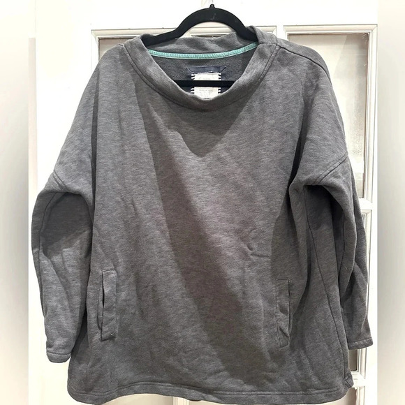 Boden Heathered Charcoal Grey Terry Pullover Sweatshirt Women’s Size 10 Medium - Picture 1 of 8